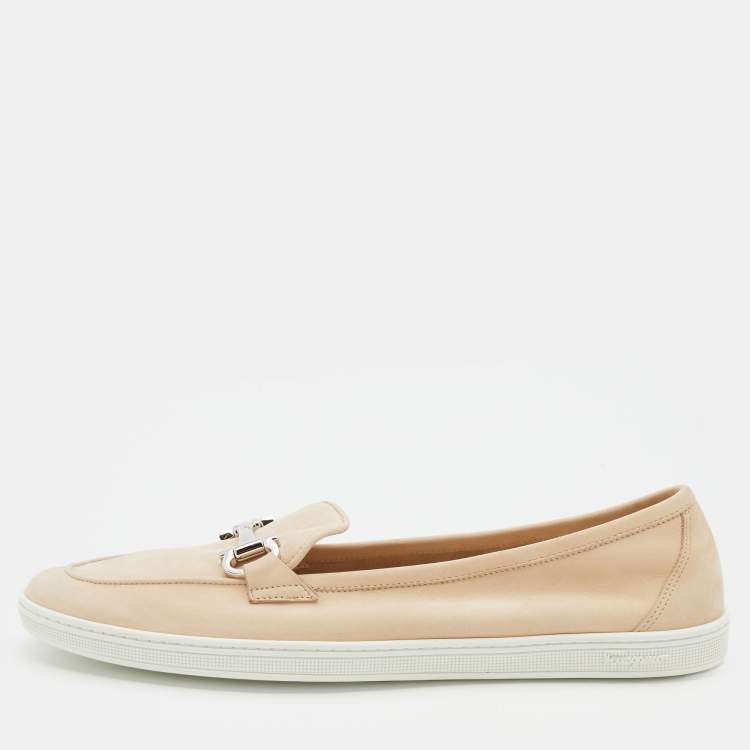 Pre Owned Salvatore Ferragamo Beige Suede Horsebit Slip On Size 38
