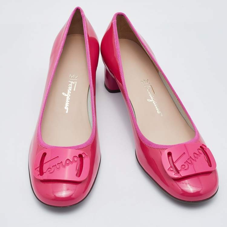 Pre Owned Salvatore Ferragamo Pink Patent Leather My Charm Pumps Size 40