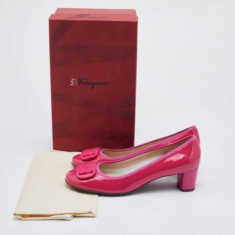 Pre Owned Salvatore Ferragamo Pink Patent Leather My Charm Pumps Size 40