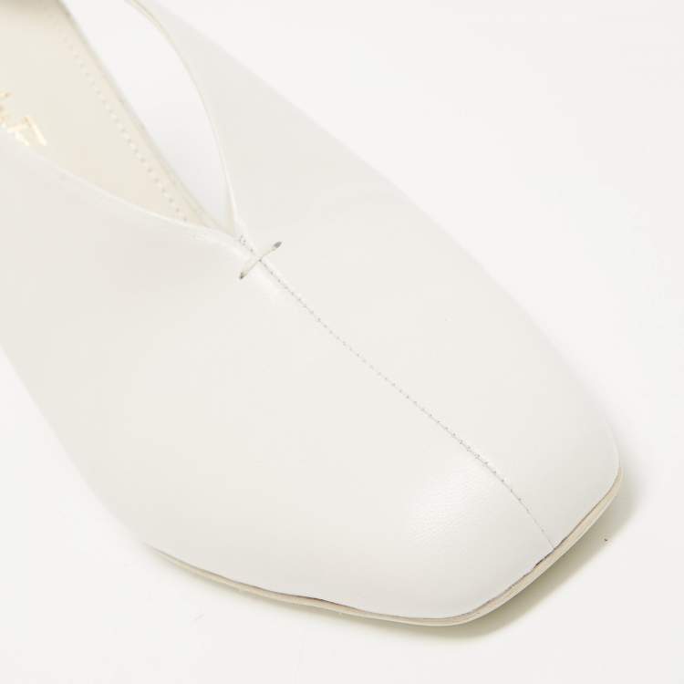 Pre Owned Salvatore Ferragamo White Leather Sloane Slingback Pumps Size 39