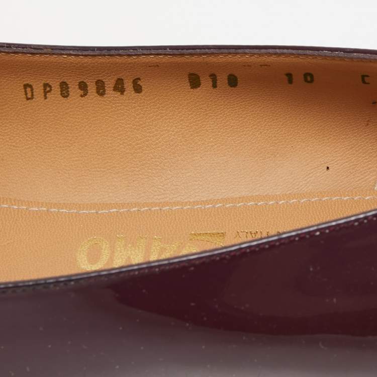 Pre Owned Salvatore Ferragamo Burgundy Patent Leather Ena Gancini Flats Size 40.5