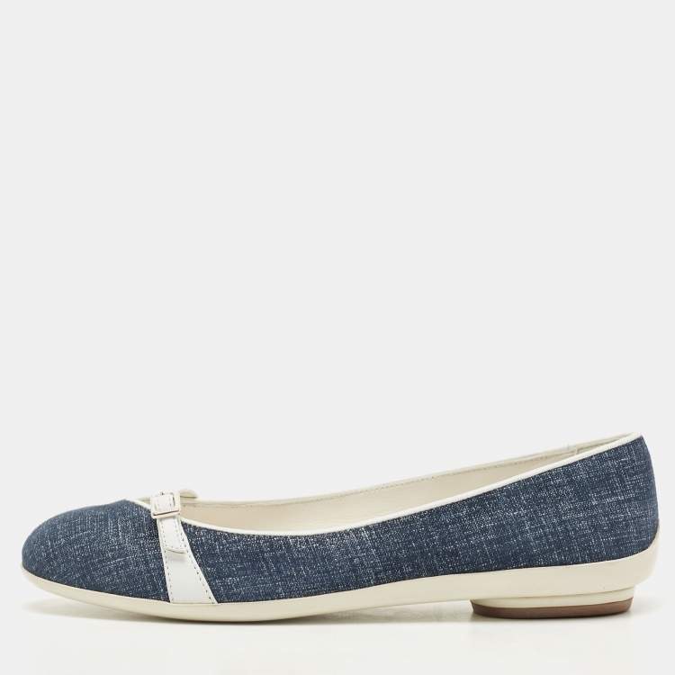 Salvatore Ferragamo Blue Denim and Leather Audrey Ballet Flats Size 35.5  Salvatore Ferragamo | The Luxury Closet