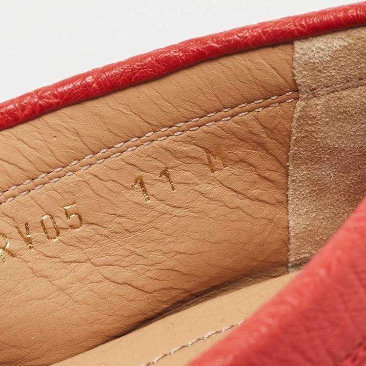 Pre Owned Salvatore Ferragamo Red Ostrich Saba Loafers Size 41.5 