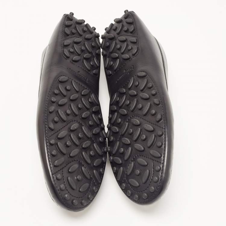 Pre Owned Salvatore Ferragamo Black Leather Slip On Loafers Size 39.5