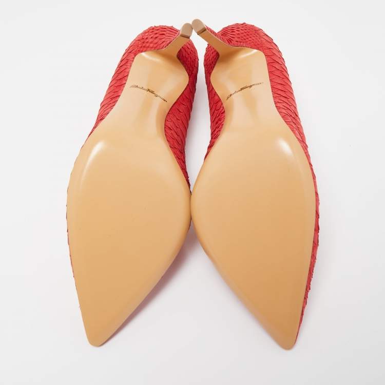 Pre Owned Salvatore Ferragamo Red Python Susi Pumps Size 40