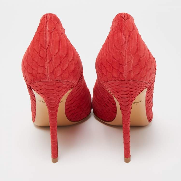 Pre Owned Salvatore Ferragamo Red Python Susi Pumps Size 40