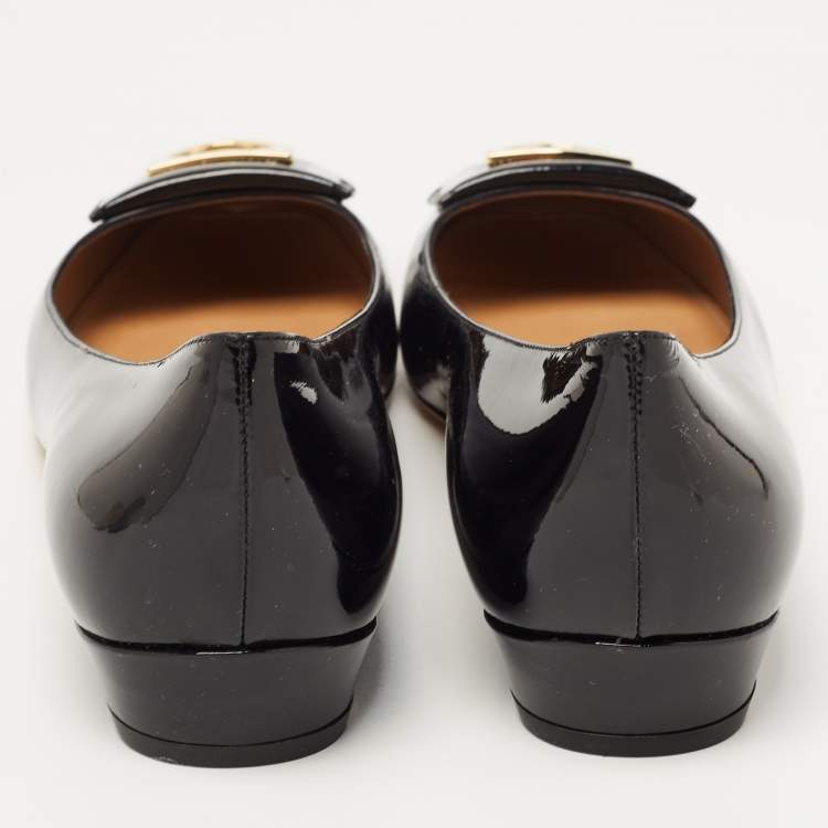 Pre Owned Salvatore Ferragamo Black Patent Varina Ballet Flats Size 40.5