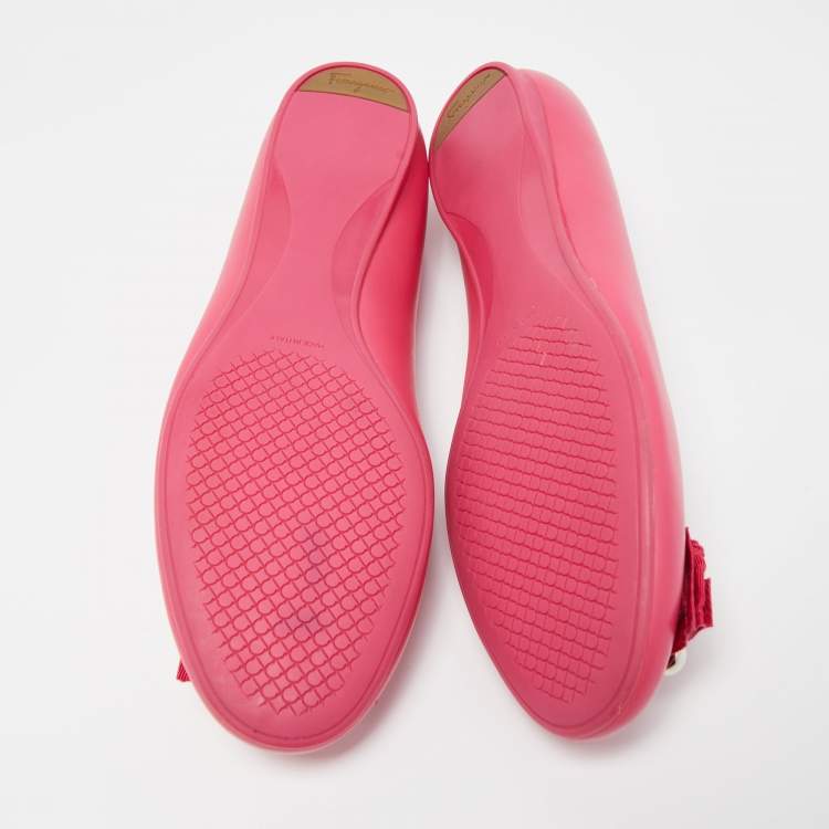 Pre Owned Salvatore Ferragamo Pink Leather Ballet Flats Size 41