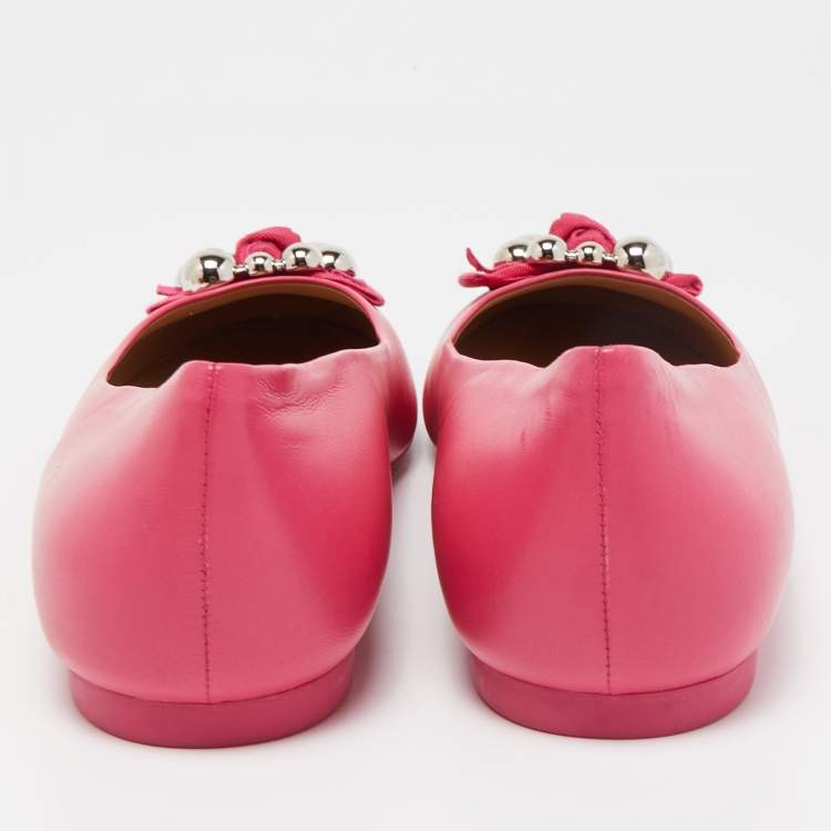 Pre Owned Salvatore Ferragamo Pink Leather Ballet Flats Size 41