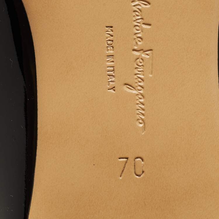 Pre Owned Salvatore Ferragamo Black Patent Leather Varina Ballet Flats Size 37.5