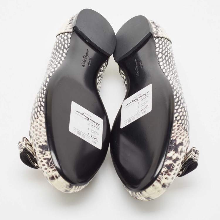 Pre Owned Salvatore Ferragamo Two Tone Python Varina Bow Ballet Flats Size 40