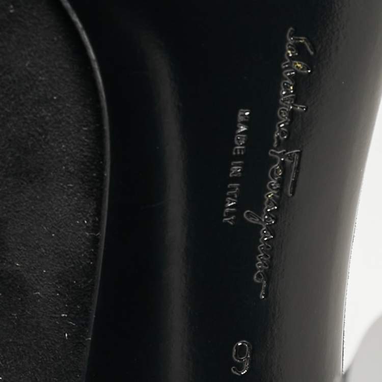 Pre Owned Salvatore Ferragamo Black Suede and Mesh Florise Pumps Size 39.5