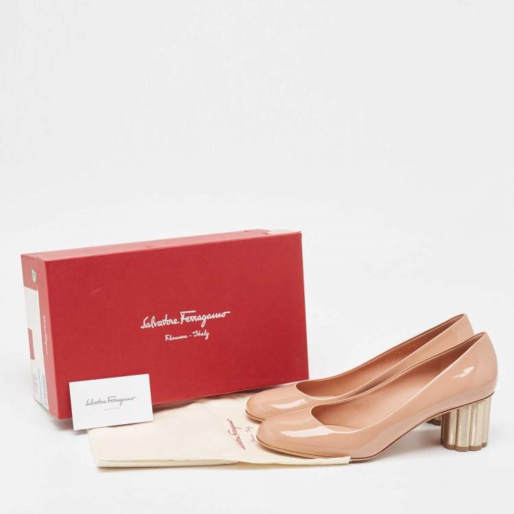 Pre Owned Salvatore Ferragamo Dusty Pink Patent Leather Lucca Pumps Size 40.5