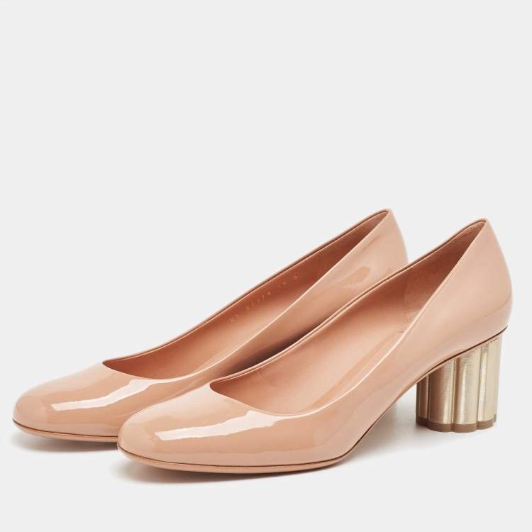 Pre Owned Salvatore Ferragamo Dusty Pink Patent Leather Lucca Pumps Size 40.5