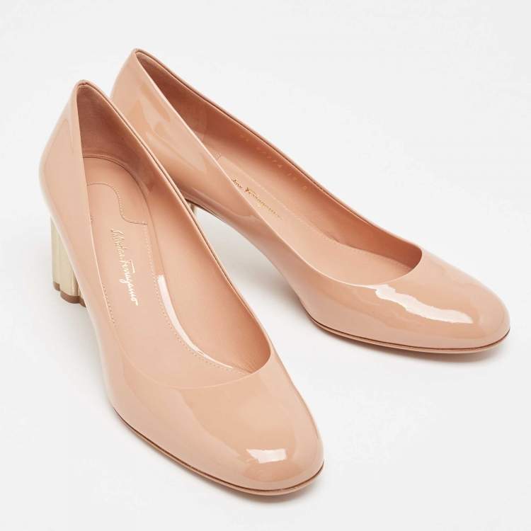 Pre Owned Salvatore Ferragamo Dusty Pink Patent Leather Lucca Pumps Size 40.5