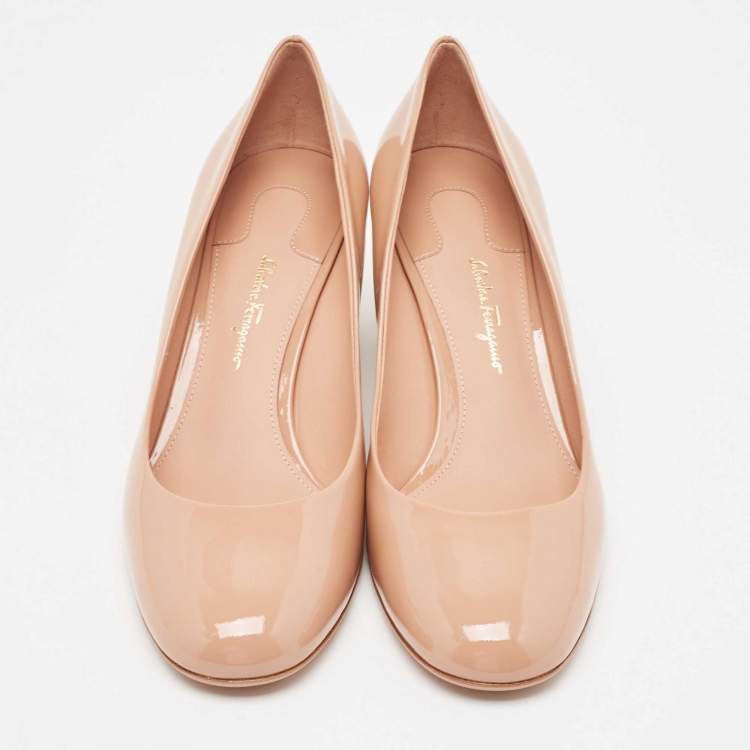 Pre Owned Salvatore Ferragamo Dusty Pink Patent Leather Lucca Pumps Size 40.5
