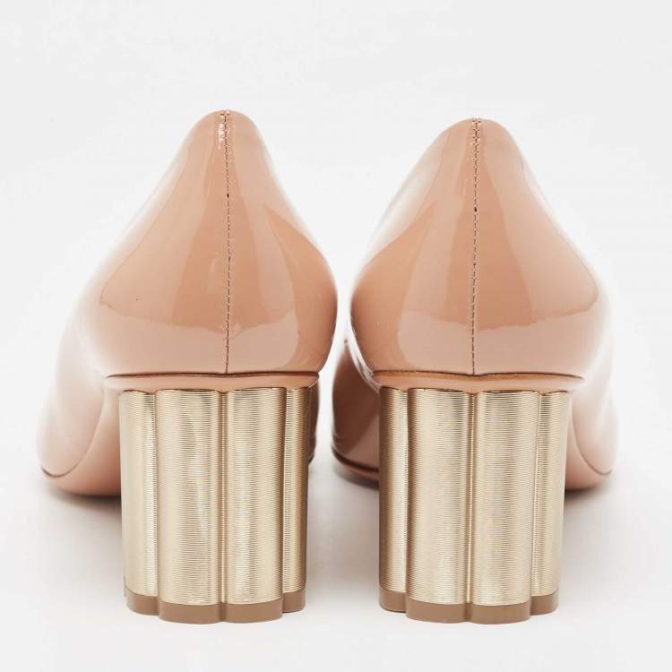 Pre Owned Salvatore Ferragamo Dusty Pink Patent Leather Lucca Pumps Size 40.5