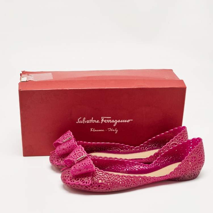 Pre Owned Salvatore Ferragamo Purple Jelly Nilly Ballet Flats Size 40.5