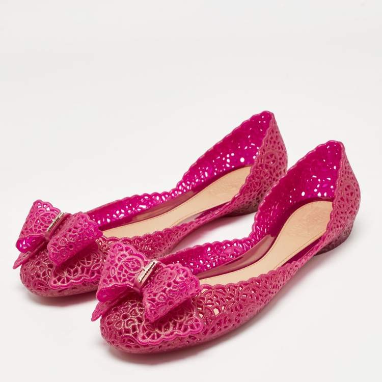 Pre Owned Salvatore Ferragamo Purple Jelly Nilly Ballet Flats Size 40.5