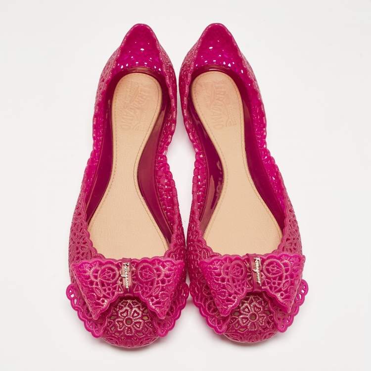 Pre Owned Salvatore Ferragamo Purple Jelly Nilly Ballet Flats Size 40.5