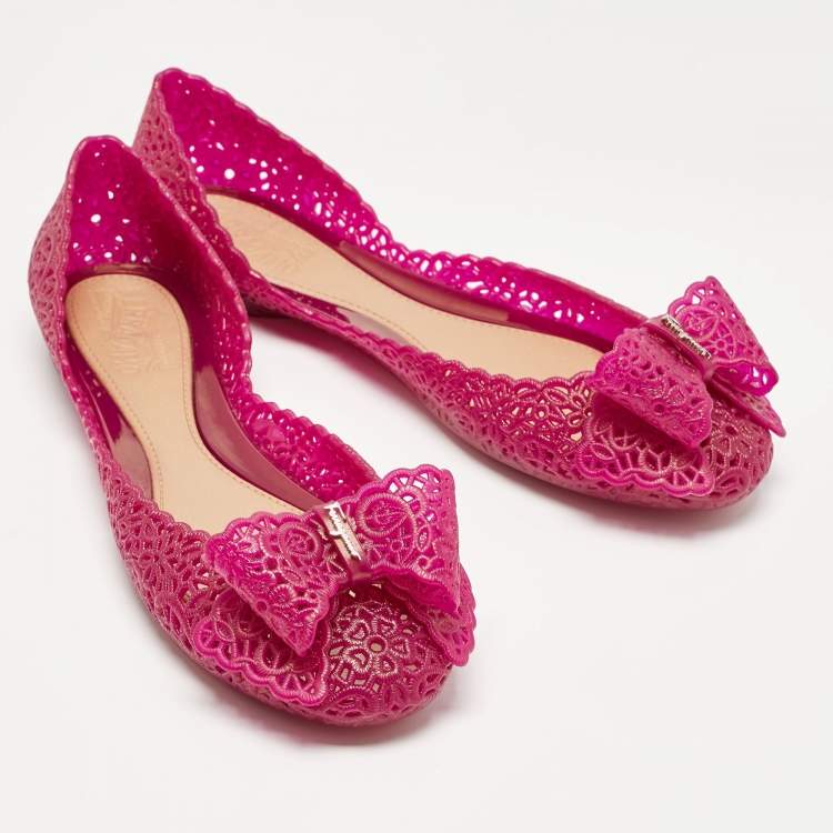 Pre Owned Salvatore Ferragamo Purple Jelly Nilly Ballet Flats Size 40.5