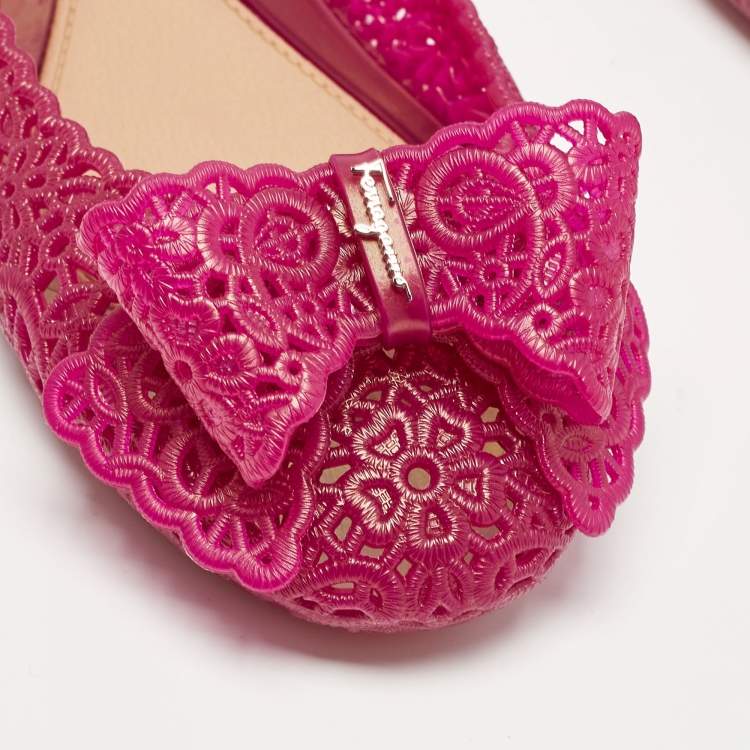 Pre Owned Salvatore Ferragamo Purple Jelly Nilly Ballet Flats Size 40.5