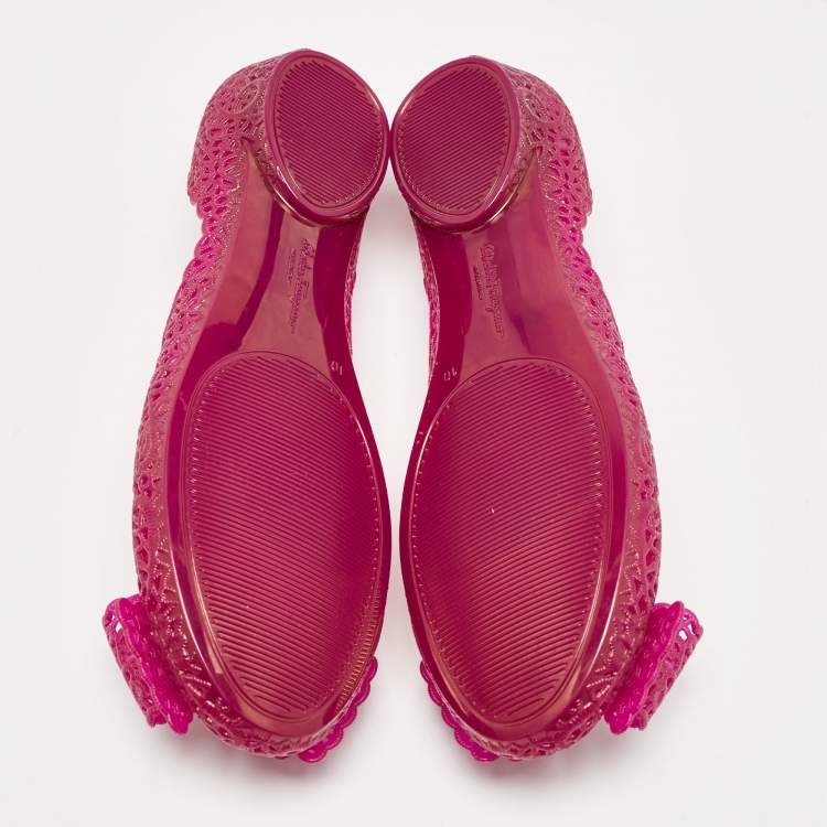 Pre Owned Salvatore Ferragamo Purple Jelly Nilly Ballet Flats Size 40.5
