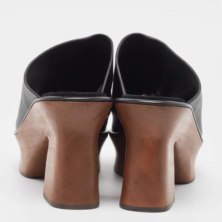 Pre Owned Salvatore Ferragamo Black Leather Samanta Platform Sandals Size 39.5