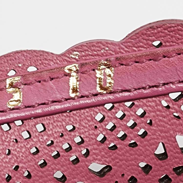 Pre Owned Salvatore Ferragamo Pink Leather Lasercut vara Ballet Flats Size 40.5