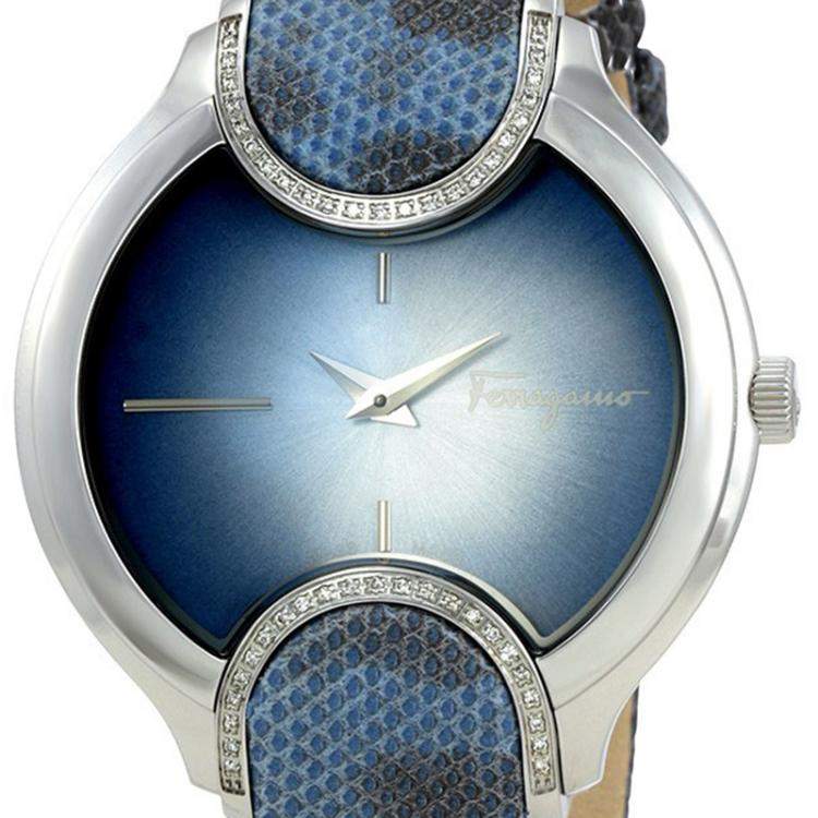 Pre Owned Salvatore Ferragamo Blue Stainless Steel FIZ040015 Women's Wristwatch 38MM