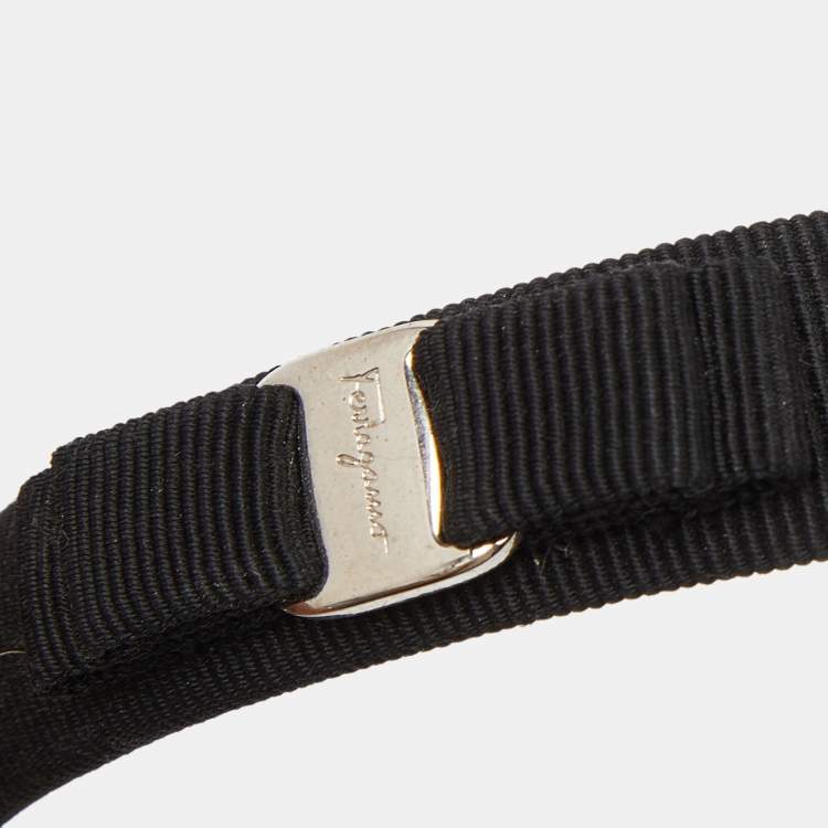 Pre Owned Salvatore Ferragamo Black Vara Bow Headband