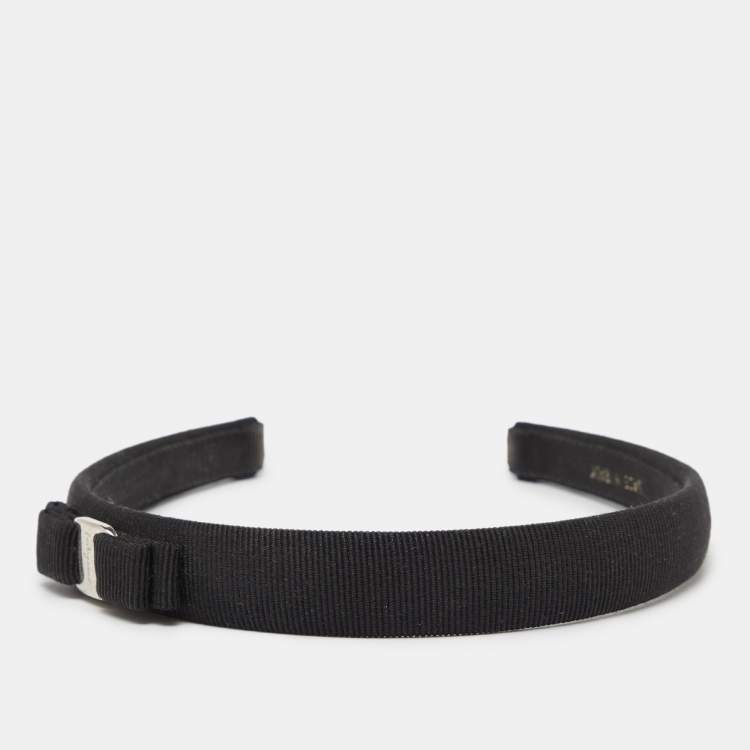 Pre Owned Salvatore Ferragamo Black Vara Bow Headband