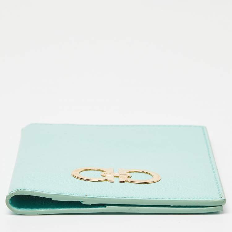 Pre Owned Salvatore Ferragamo Green Leather Passport Holder