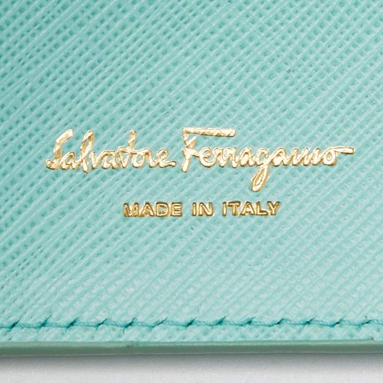 Pre Owned Salvatore Ferragamo Green Leather Passport Holder