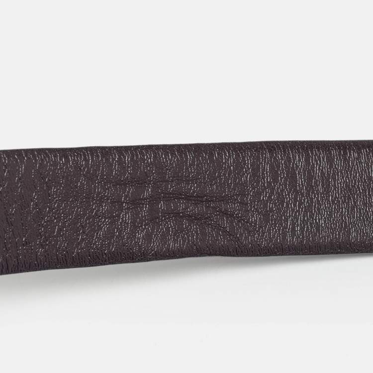 Pre Owned Salvatore Ferragamo Black/Burgundy Leather Gancini Buckle Reversible Cut to Size Belt