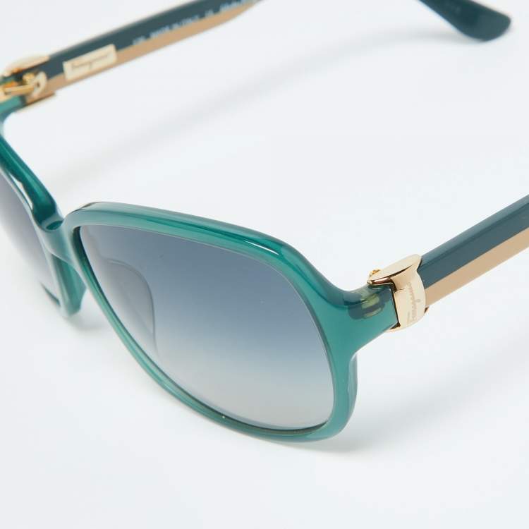 Pre Owned Salvatore Ferragamo Green/Green Gradient SF606S Rectangle Sunglasses