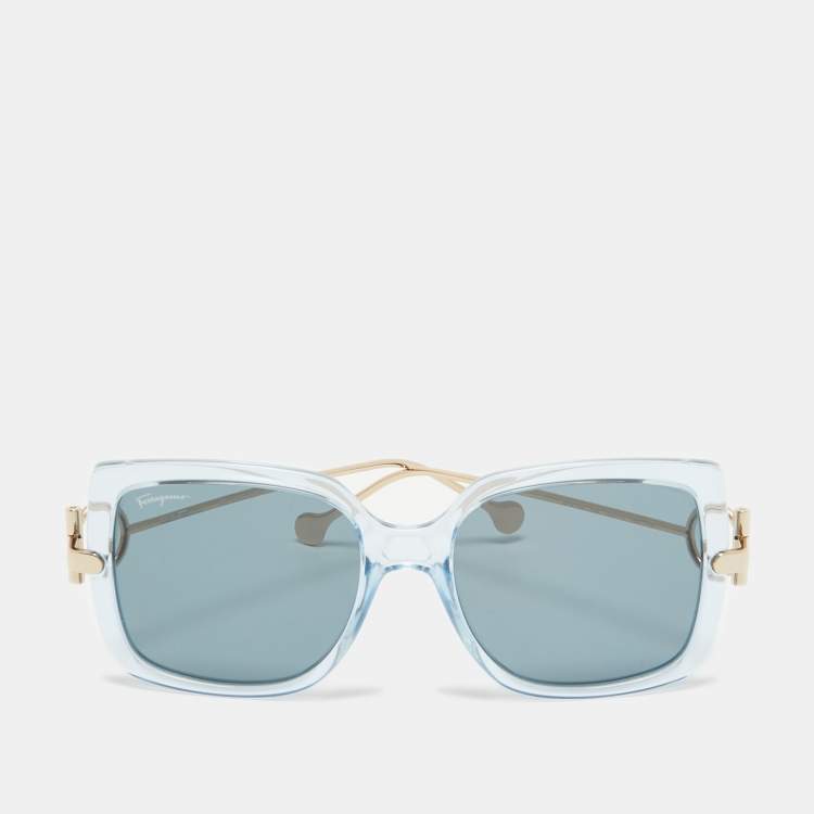 Pre Owned Salvatore Ferragamo Blue SF913S Gancio Sqaure Sunglasses