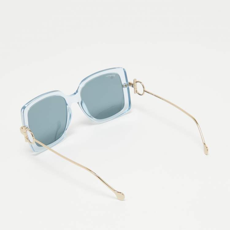 Pre Owned Salvatore Ferragamo Blue SF913S Gancio Sqaure Sunglasses