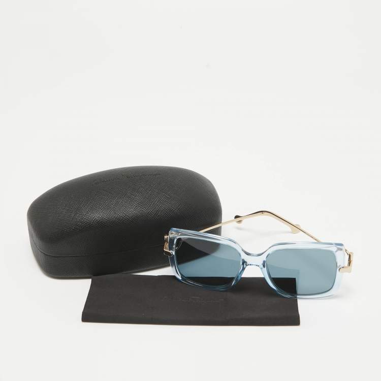 Pre Owned Salvatore Ferragamo Blue SF913S Gancio Sqaure Sunglasses