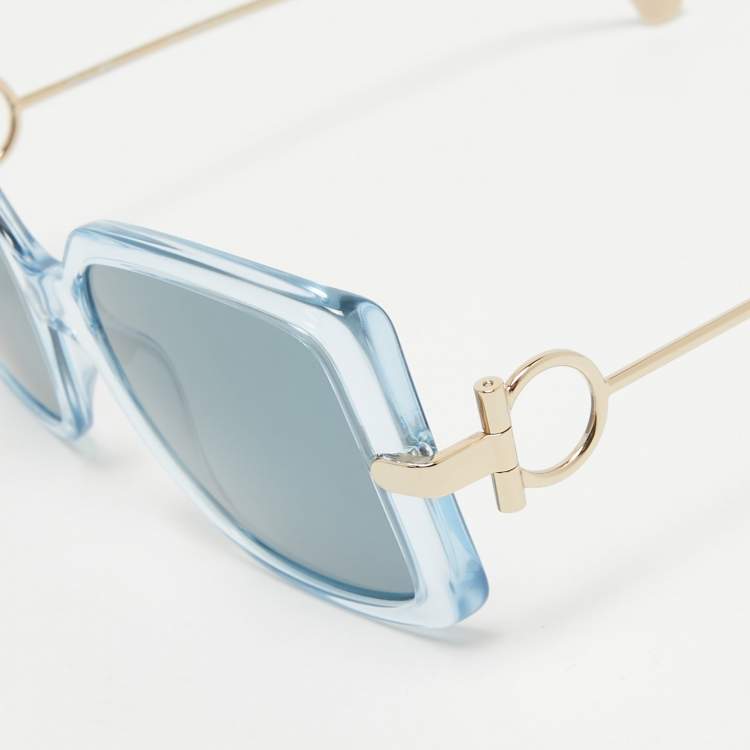 Pre Owned Salvatore Ferragamo Blue SF913S Gancio Sqaure Sunglasses