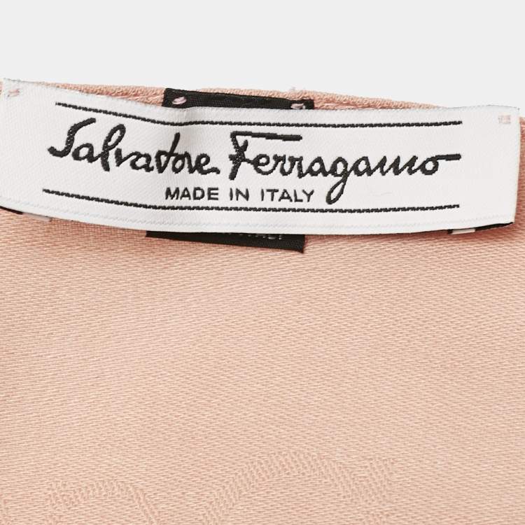 Pre Owned Salvatore Ferragamo Pink Monogram Wool Blend Scarf