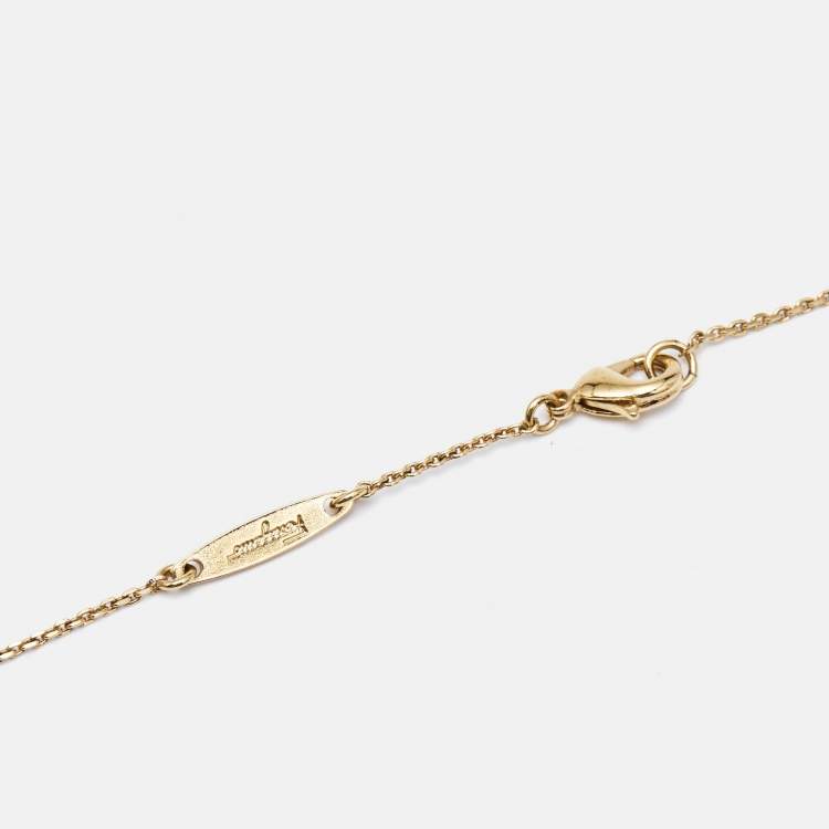 Pre Owned Salvatore Ferragamo Faux Pearl Gold Tone Necklace