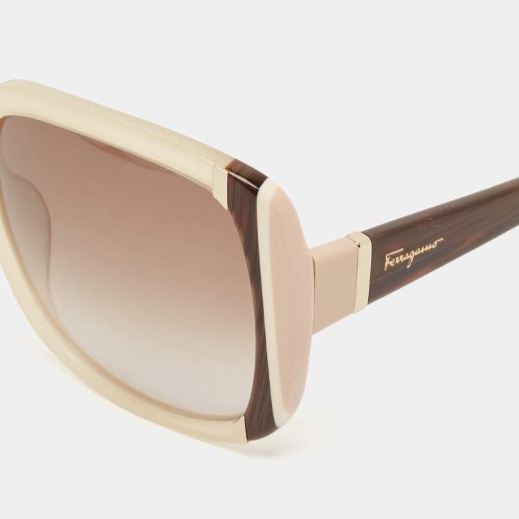 Pre Owned Salvatore Ferragamo Brown Gradient SF672S Oversized Sunglasses