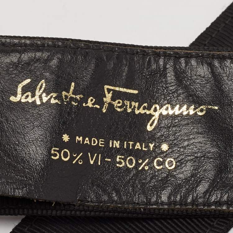 Pre Owned Salvatore Ferragamo Black Canvas Metal Detail Belt 