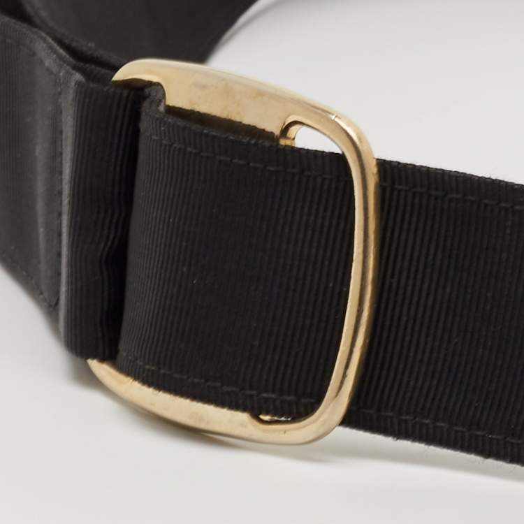 Pre Owned Salvatore Ferragamo Black Canvas Metal Detail Belt 