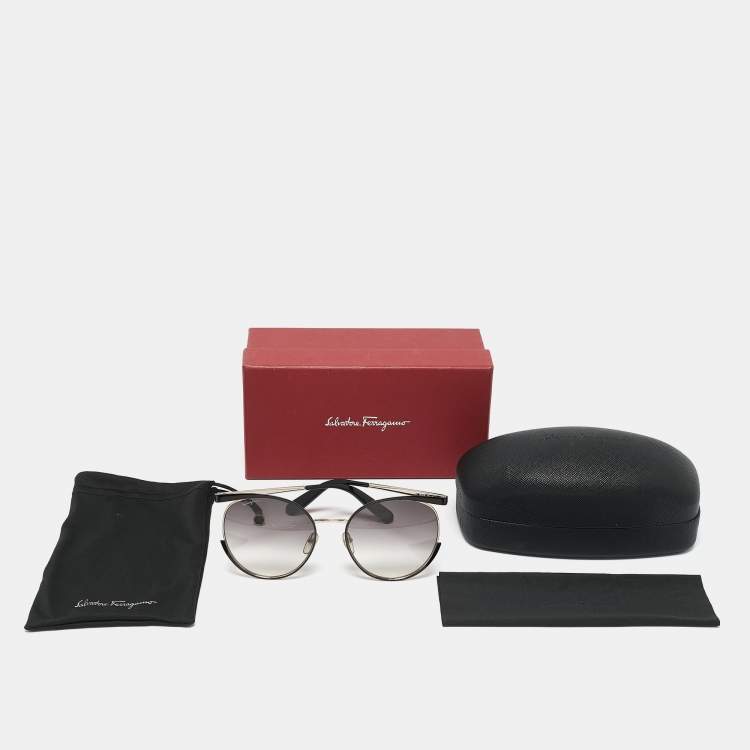 Pre Owned Salvatore Ferragamo Black/Gold Gradient SF 165 S Cat Eye Sunglasses