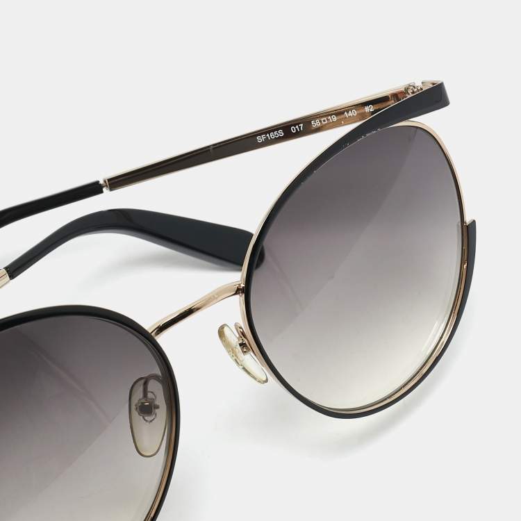 Pre Owned Salvatore Ferragamo Black/Gold Gradient SF 165 S Cat Eye Sunglasses