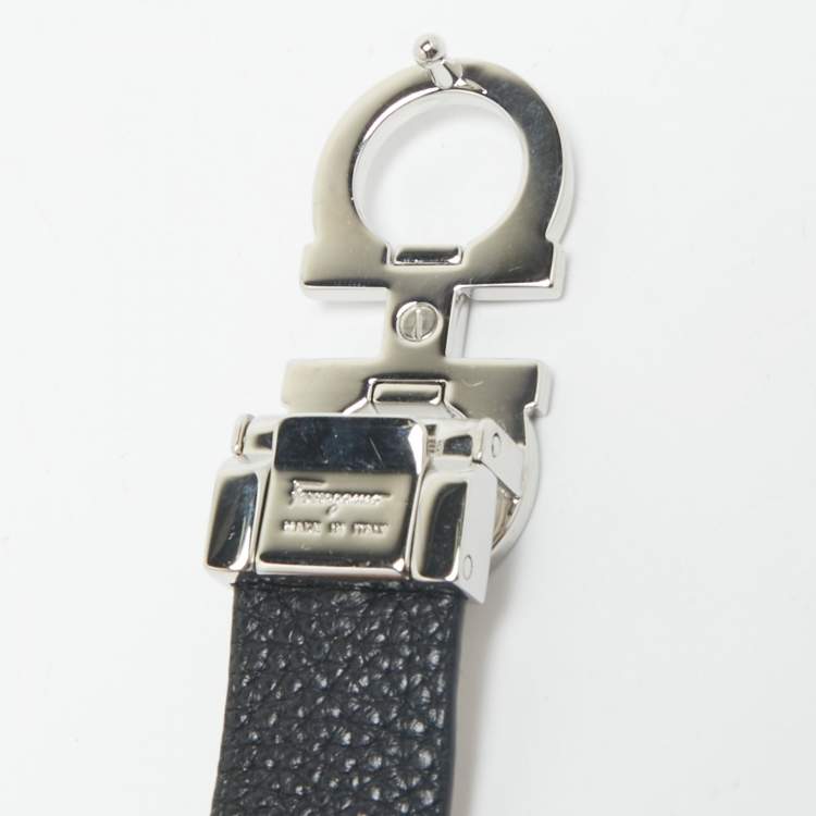 Pre Owned Salvatore Ferragamo Black/Beige Gancini Cut to Size Reversible Belt