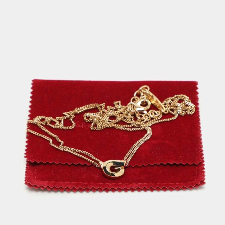 Pre Owned Salvatore Ferragamo Gold Tone Metal Chain Pendant Necklace