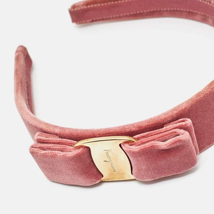 Pre Owned Salvatore Ferragamo Velvet Gold Tone Head Band